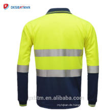 Reflektierendes Hi Vis Ripp-Kragen-Polo-T-Shirts mit erhitztem reflektierendem Band